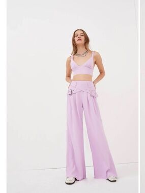 For Love and Lemons Wide-Leg High-Waist Belted Pants - New Without Tags